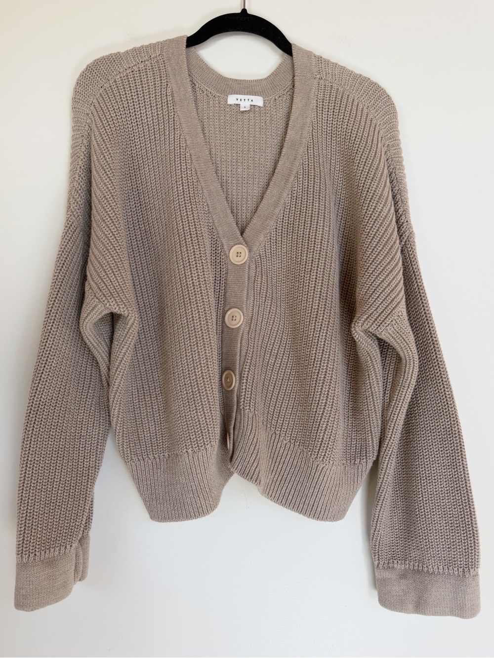 VETTA Capsule Collection 100% Organic Cotton Chunky Cropped Cardigan Sweater